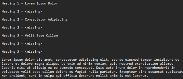 Missing Headings